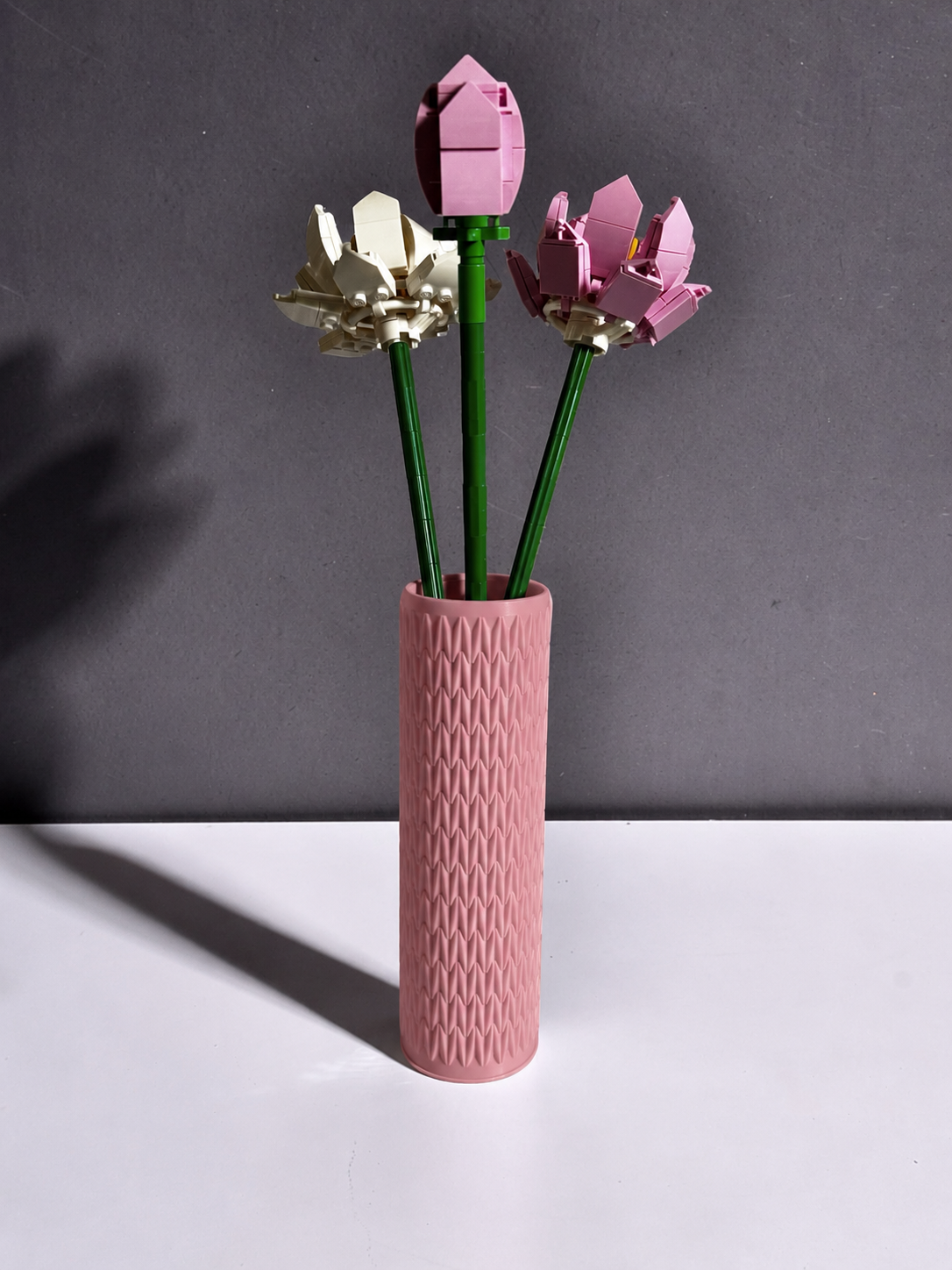 Vase for LEGO Lotus Flowers 40647 | Modern Knitted Vase | 17cm Tall
