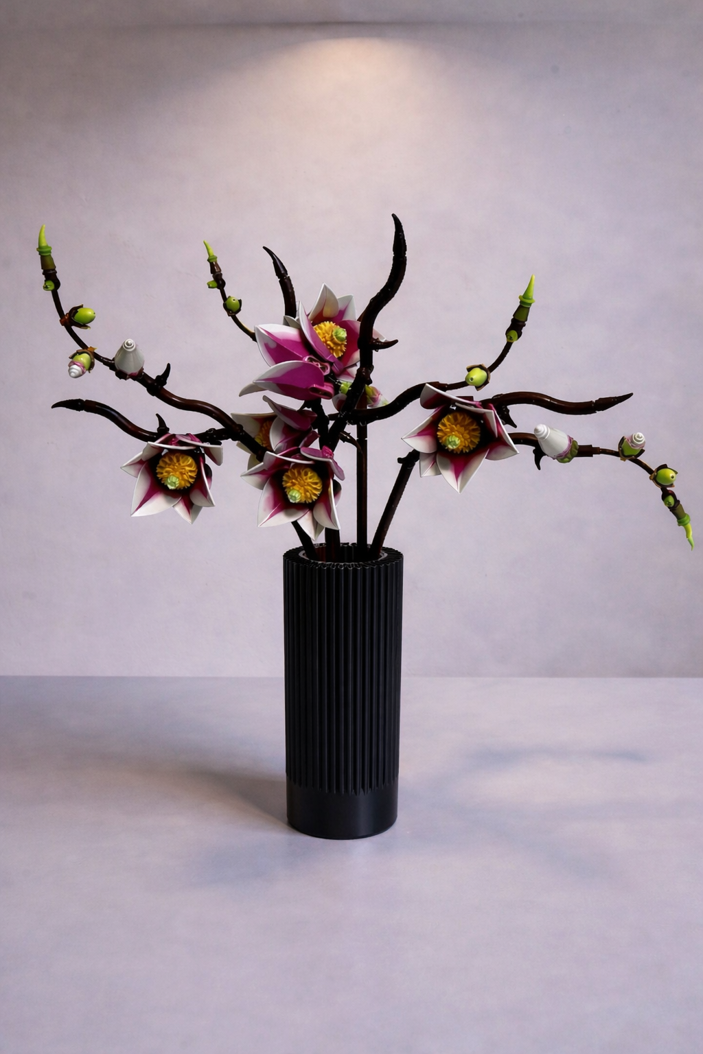 Vase for LEGO Magnolia Branches 11510 | Modern Ribbed Vase | 18cm Tall