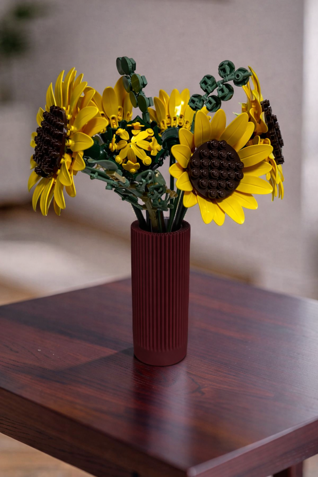 Vase for LEGO Sunflowers Bouquet 11502 | Modern Ribbed Vase | 18cm Tall