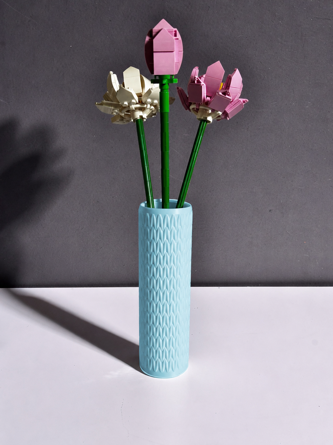 Vase for LEGO Lotus Flowers 40647 | Modern Knitted Vase | 17cm Tall