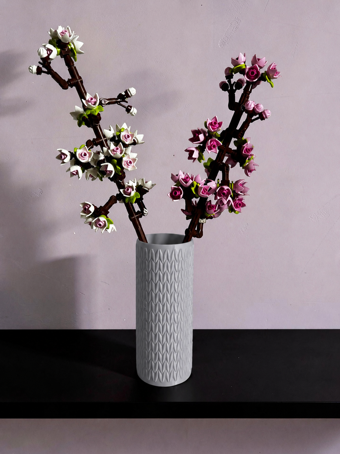 Vase for LEGO Cherry Blossoms 40725 | Modern Knitted Vase | 14.5cm Tall