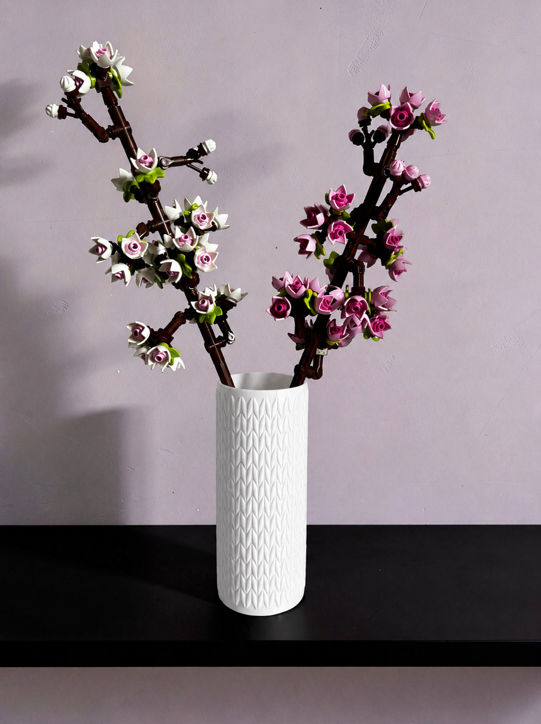 Vase for LEGO Cherry Blossoms 40725 | Modern Knitted Vase | 14.5cm Tall