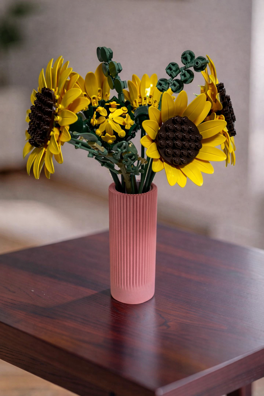 Vase for LEGO Sunflowers Bouquet 11502 | Modern Ribbed Vase | 18cm Tall
