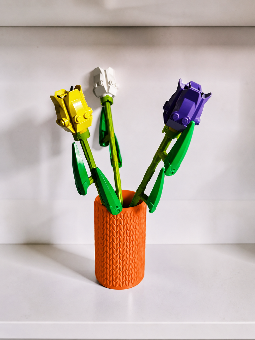 Vase for LEGO Botanicals Tulips 40461 | Modern Knitted Vase | 10cm Tall