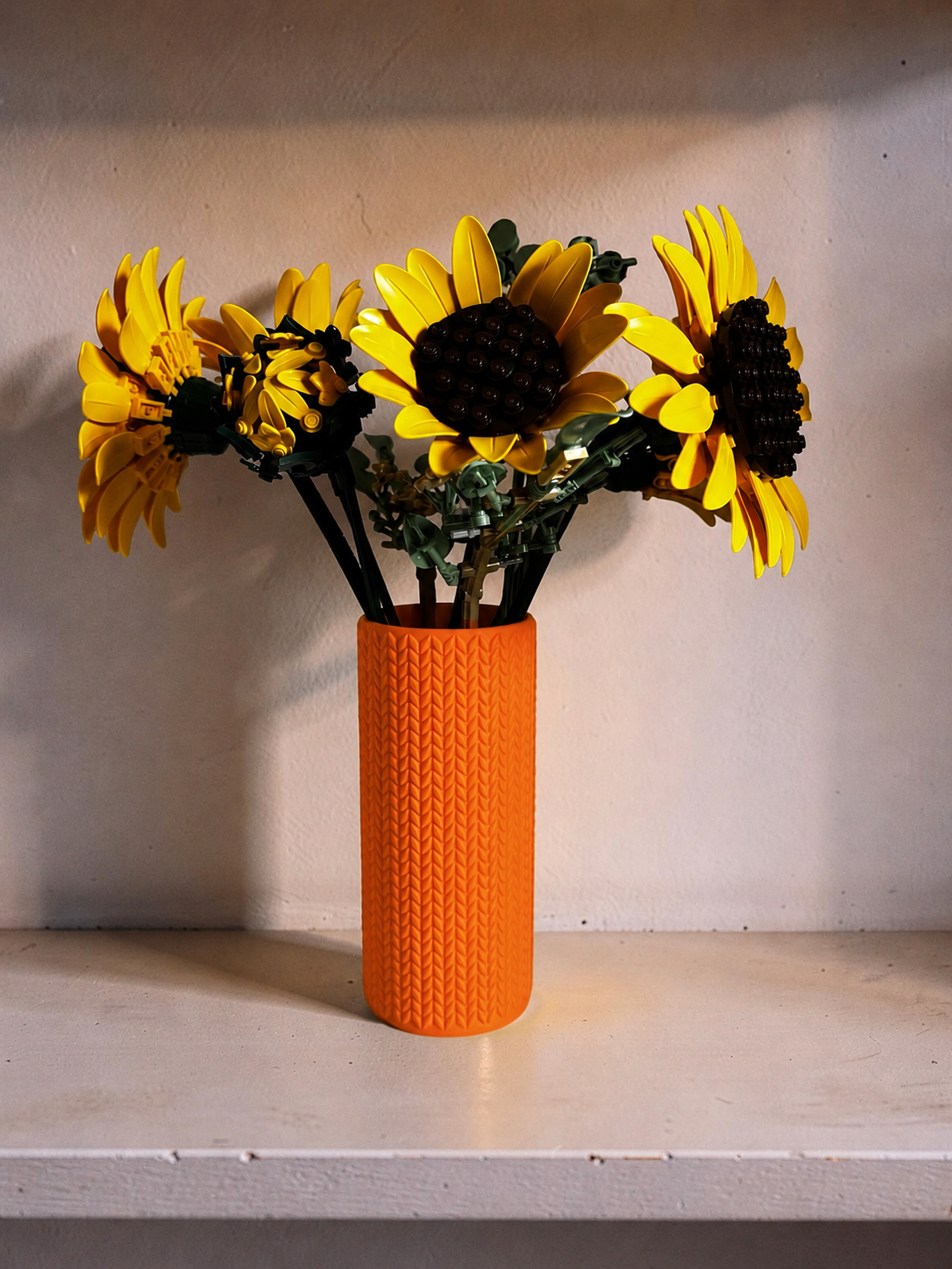 Vase for LEGO Sunflowers Bouquet 11502 | Modern Knitted Vase | 18cm Tall
