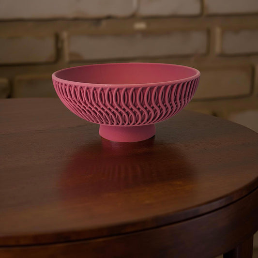3D Printed Terracotta Wave Decorative Bowl with Hidden Compartment