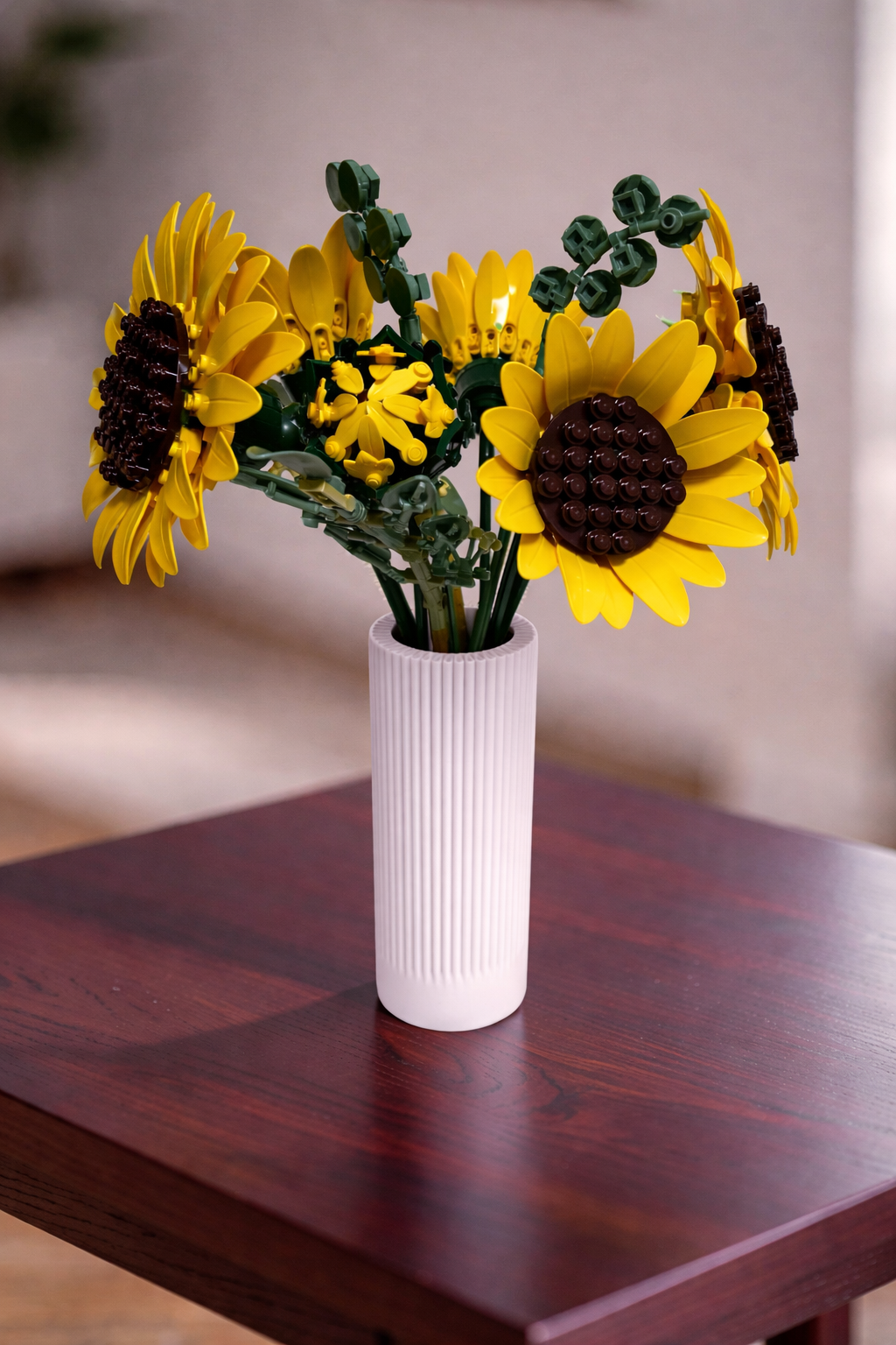 Vase for LEGO Sunflowers Bouquet 11502 | Modern Ribbed Vase | 18cm Tall