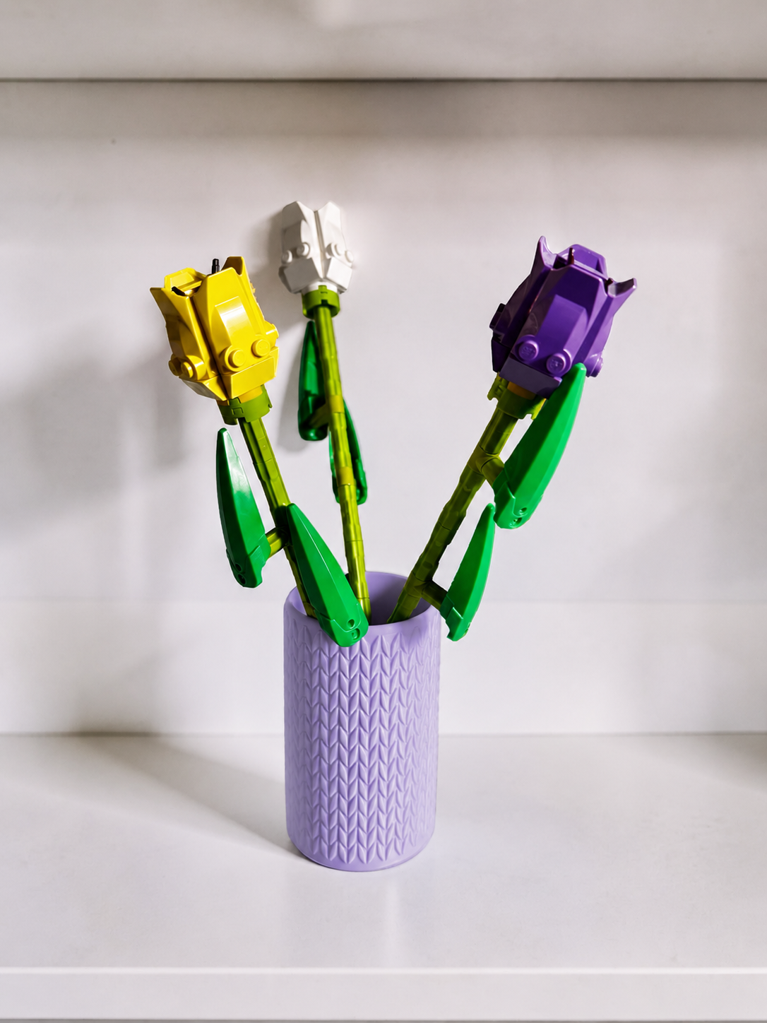 Vase for LEGO Botanicals Tulips 40461 | Modern Knitted Vase | 10cm Tall
