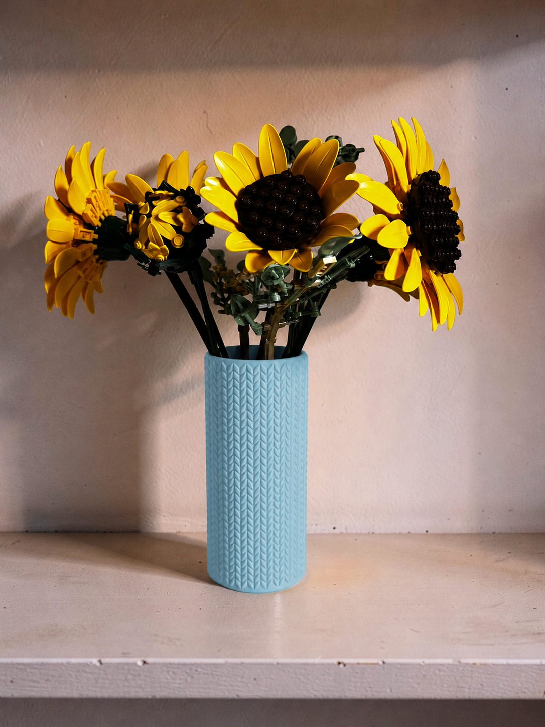 Vase for LEGO Sunflowers Bouquet 11502 | Modern Knitted Vase | 18cm Tall