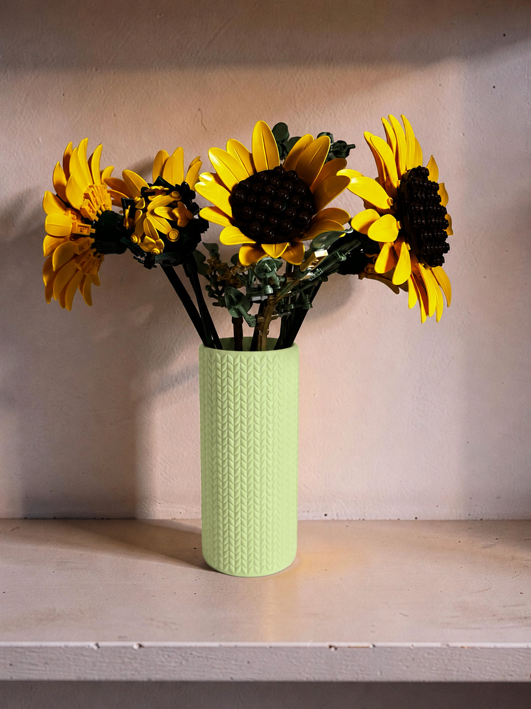 Vase for LEGO Sunflowers Bouquet 11502 | Modern Knitted Vase | 18cm Tall