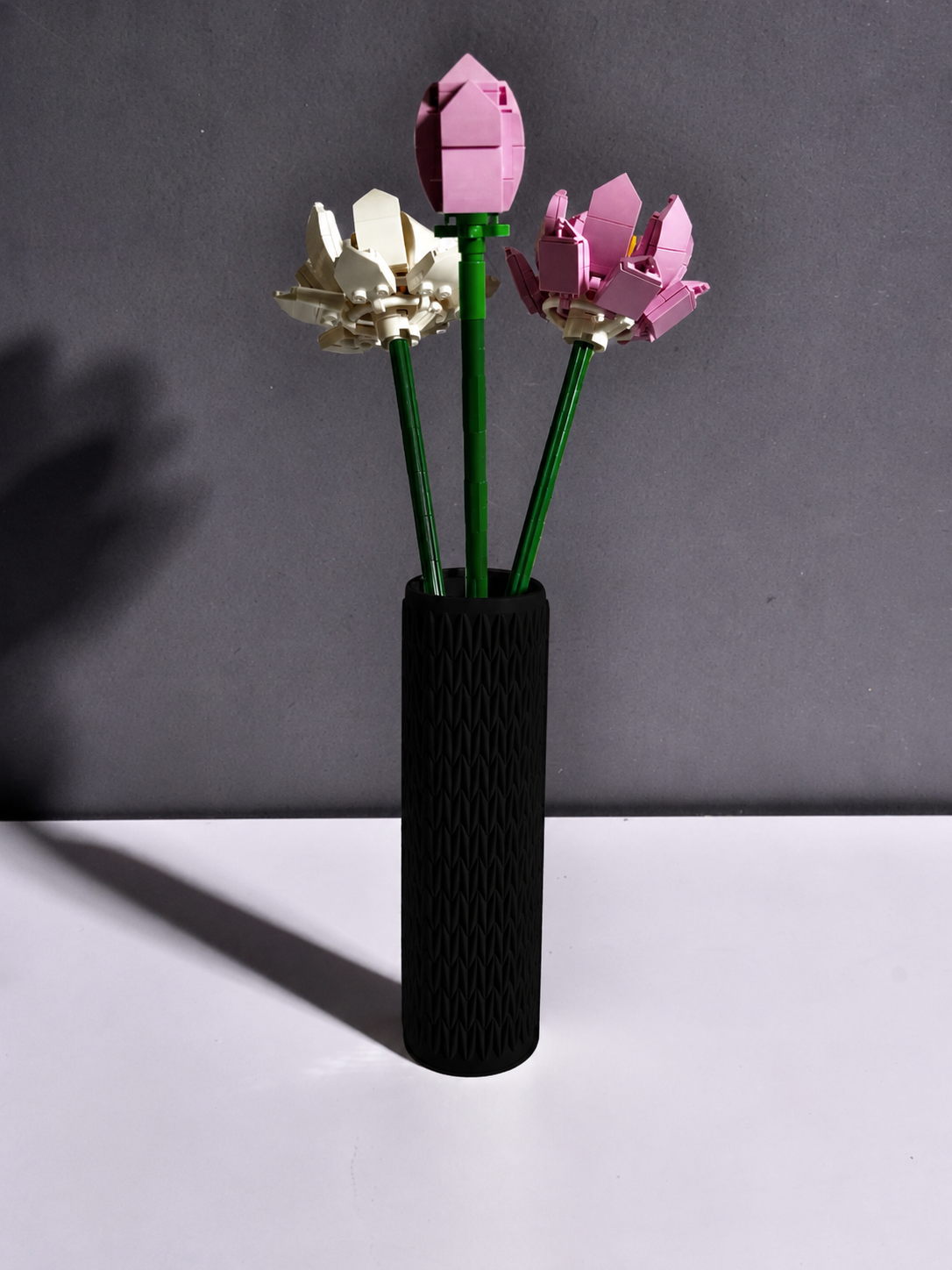 Vase for LEGO Lotus Flowers 40647 | Modern Knitted Vase | 17cm Tall