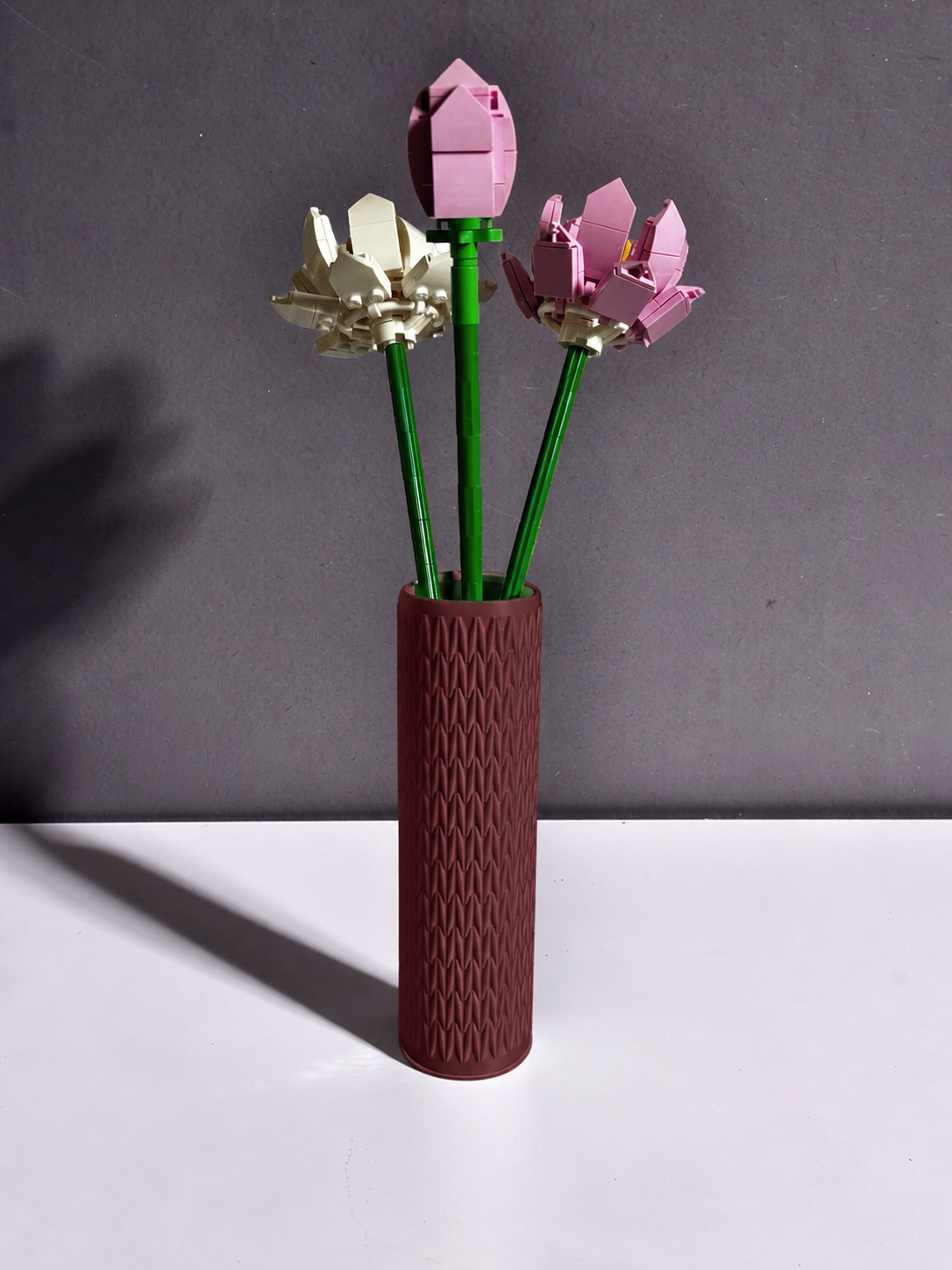Vase for LEGO Lotus Flowers 40647 | Modern Knitted Vase | 17cm Tall