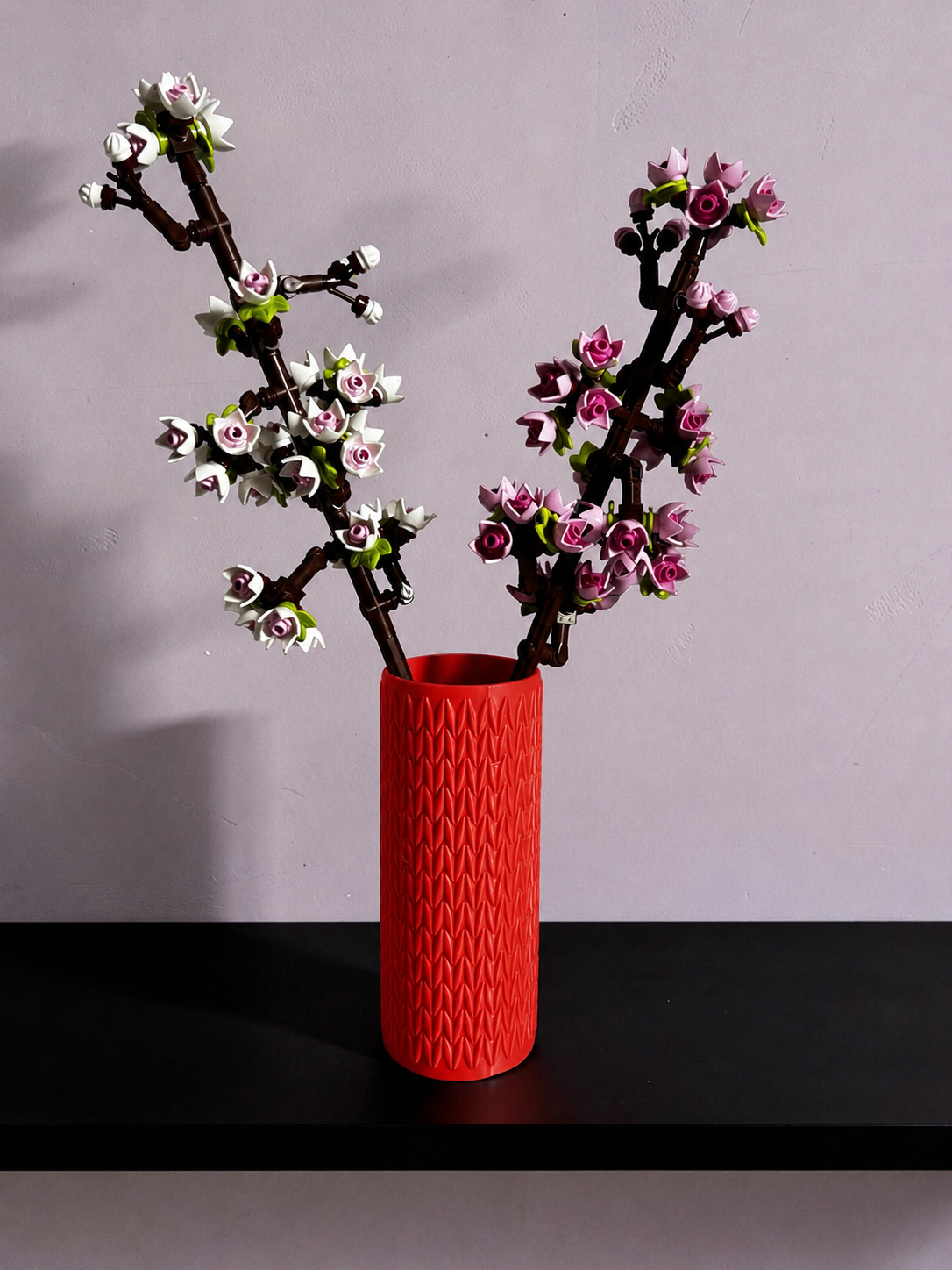 Vase for LEGO Cherry Blossoms 40725 | Modern Knitted Vase | 14.5cm Tall