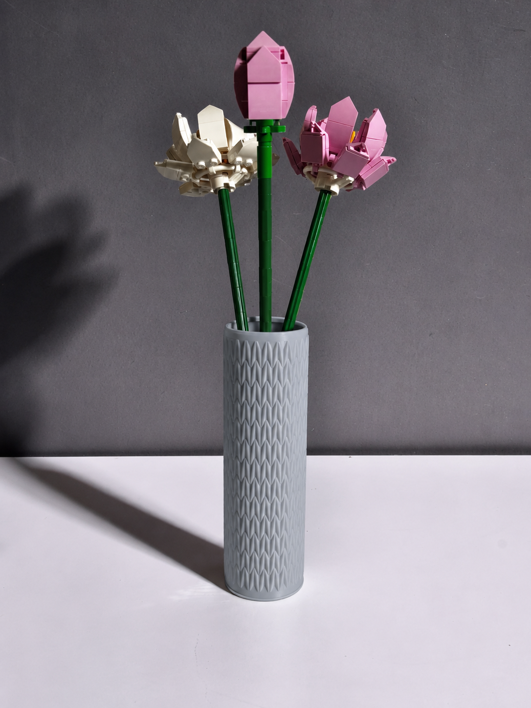 Vase for LEGO Lotus Flowers 40647 | Modern Knitted Vase | 17cm Tall