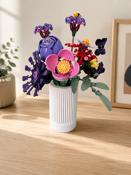 Vase for LEGO Olivia Rodrigo  Flowers 11507| Modern Ribbed Vase | 12cm Tall