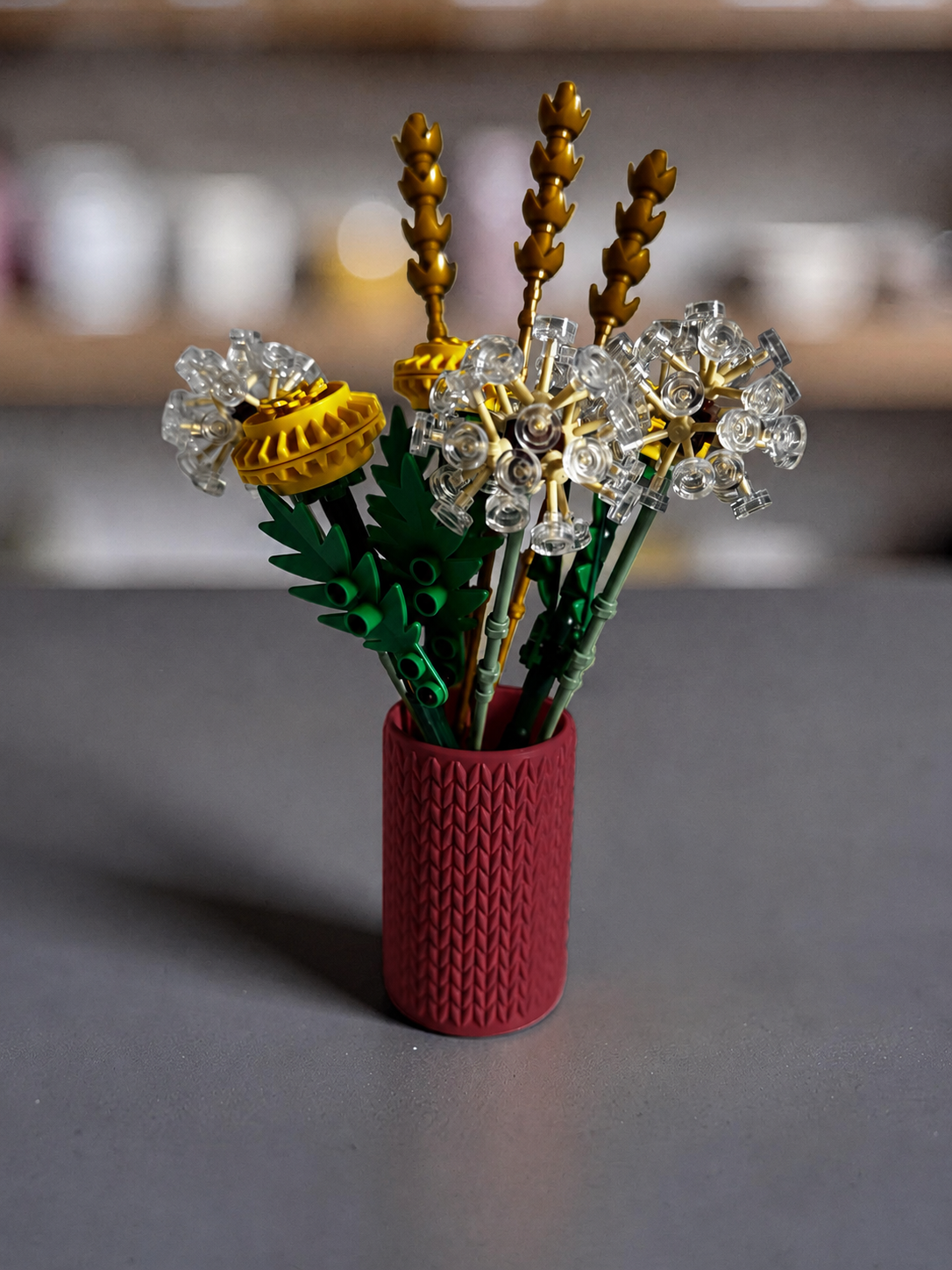 Vase for LEGO Botanicals Field Flowers 30701 | Modern Knitted Vase | 8cm Tall