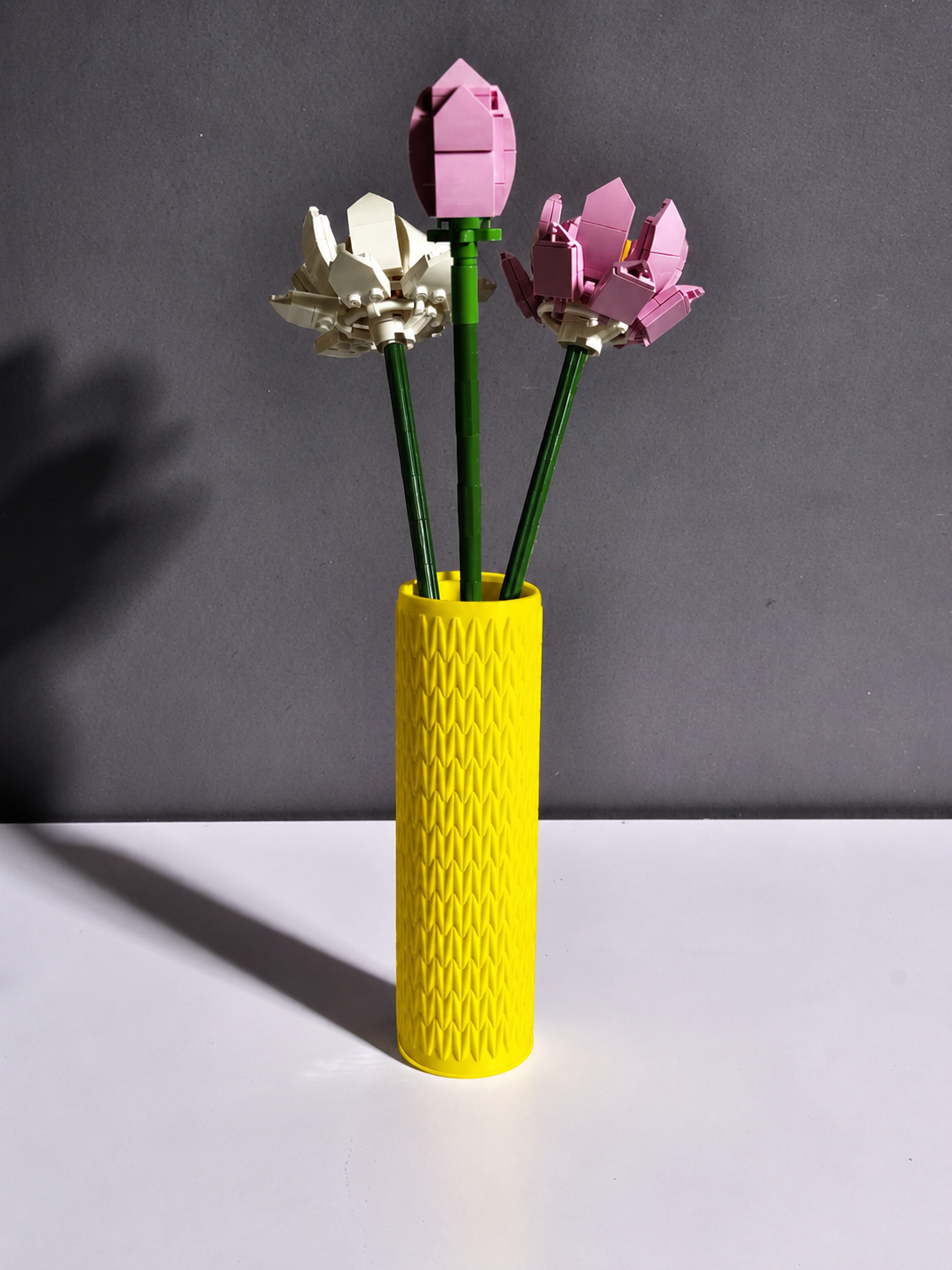 Vase for LEGO Lotus Flowers 40647 | Modern Knitted Vase | 17cm Tall