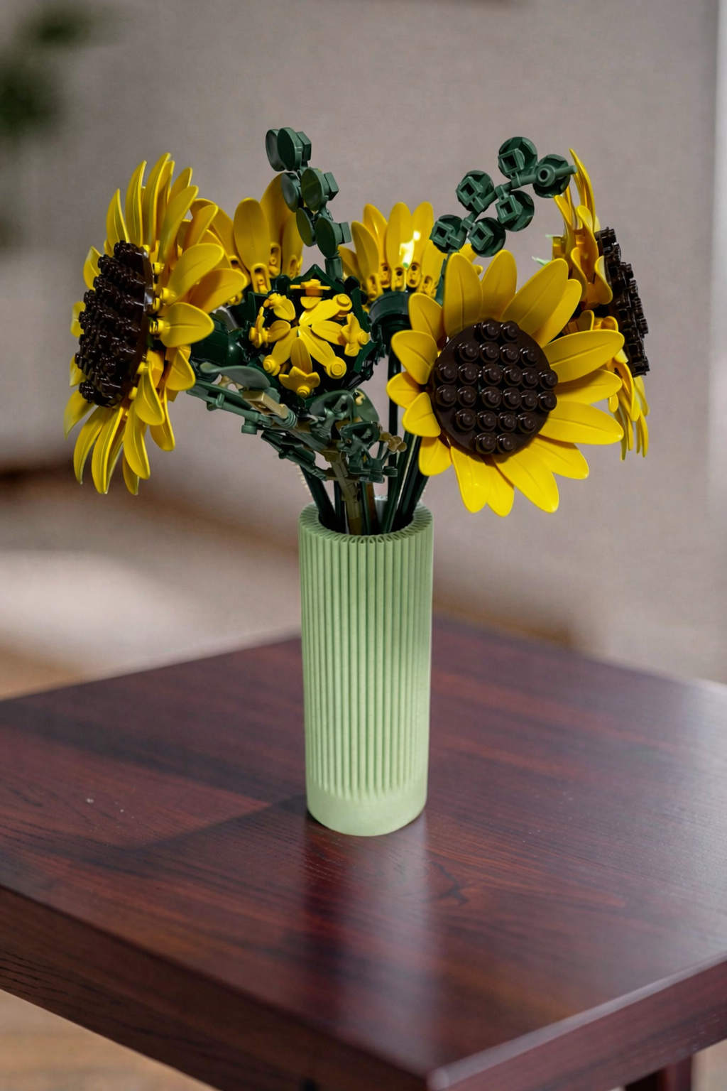 Vase for LEGO Sunflowers Bouquet 11502 | Modern Ribbed Vase | 18cm Tall