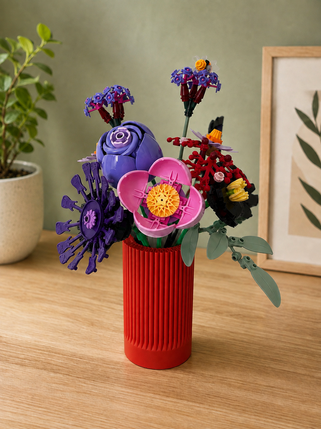 Vase for LEGO Olivia Rodrigo  Flowers 11507| Modern Ribbed Vase | 12cm Tall