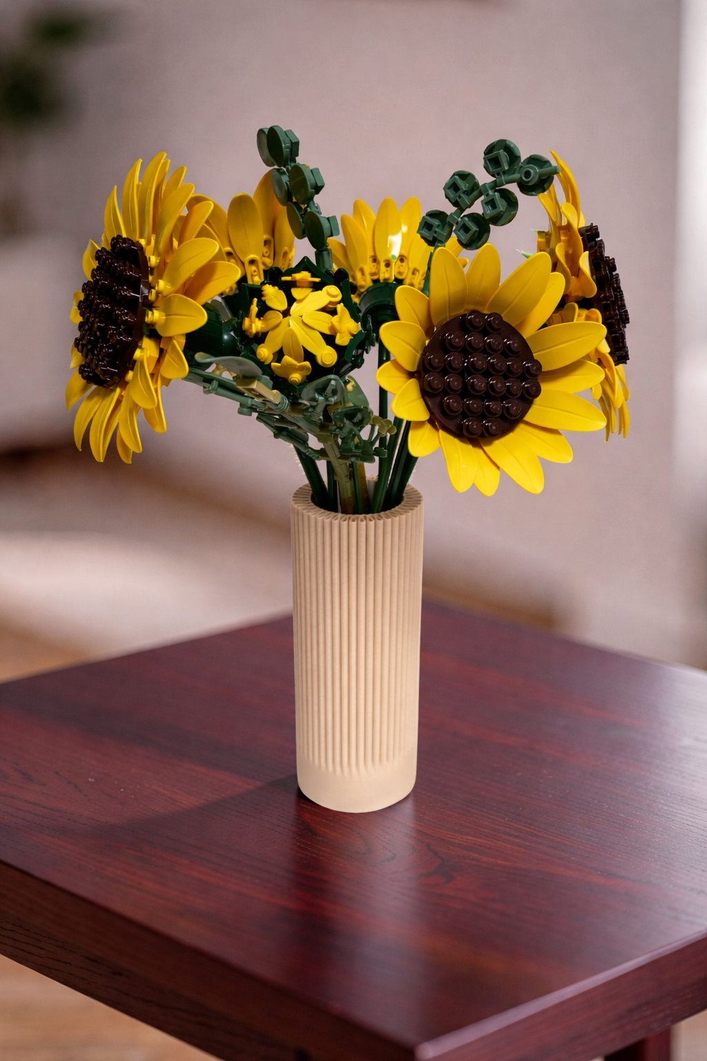 Vase for LEGO Sunflowers Bouquet 11502 | Modern Ribbed Vase | 18cm Tall