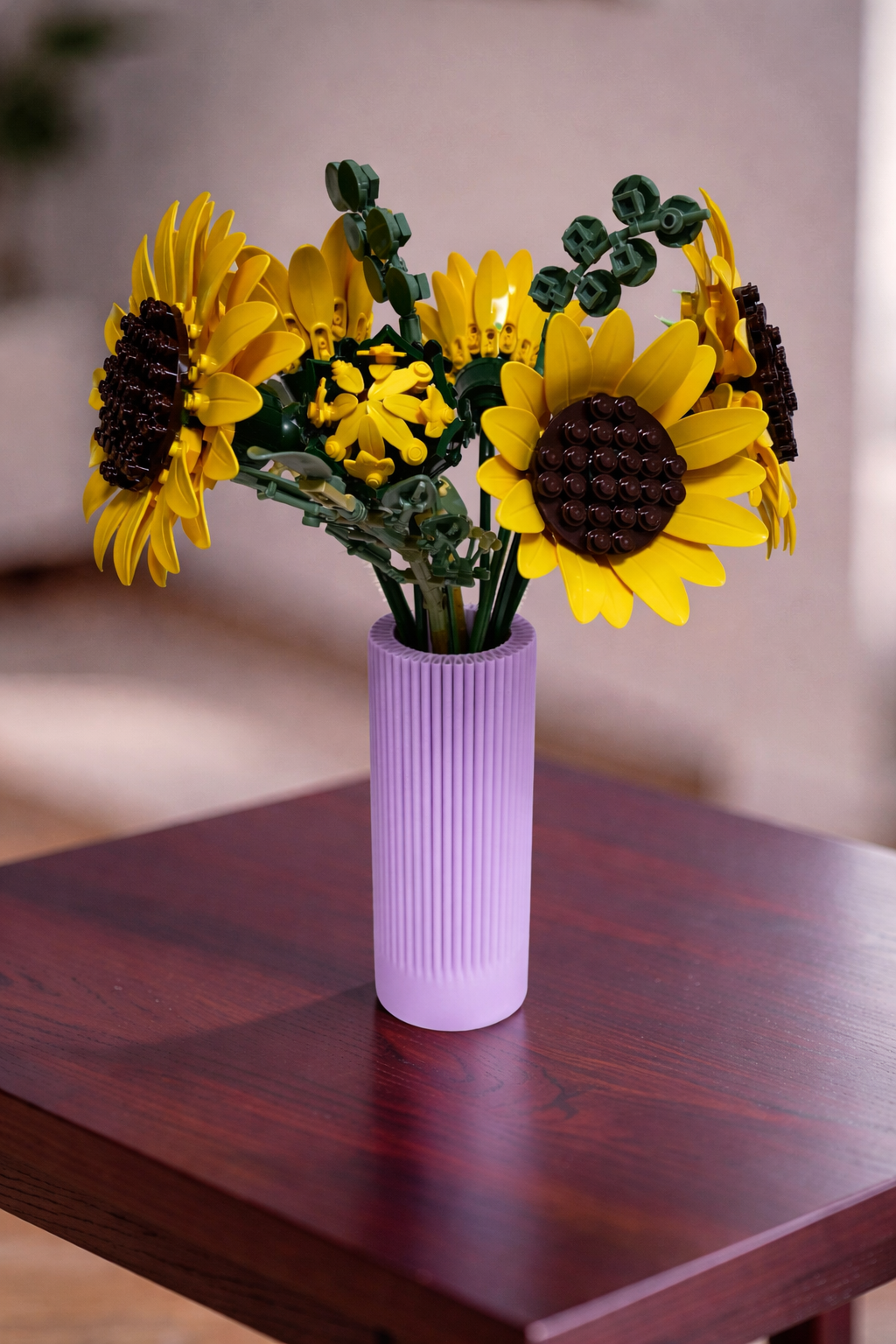 Vase for LEGO Sunflowers Bouquet 11502 | Modern Ribbed Vase | 18cm Tall