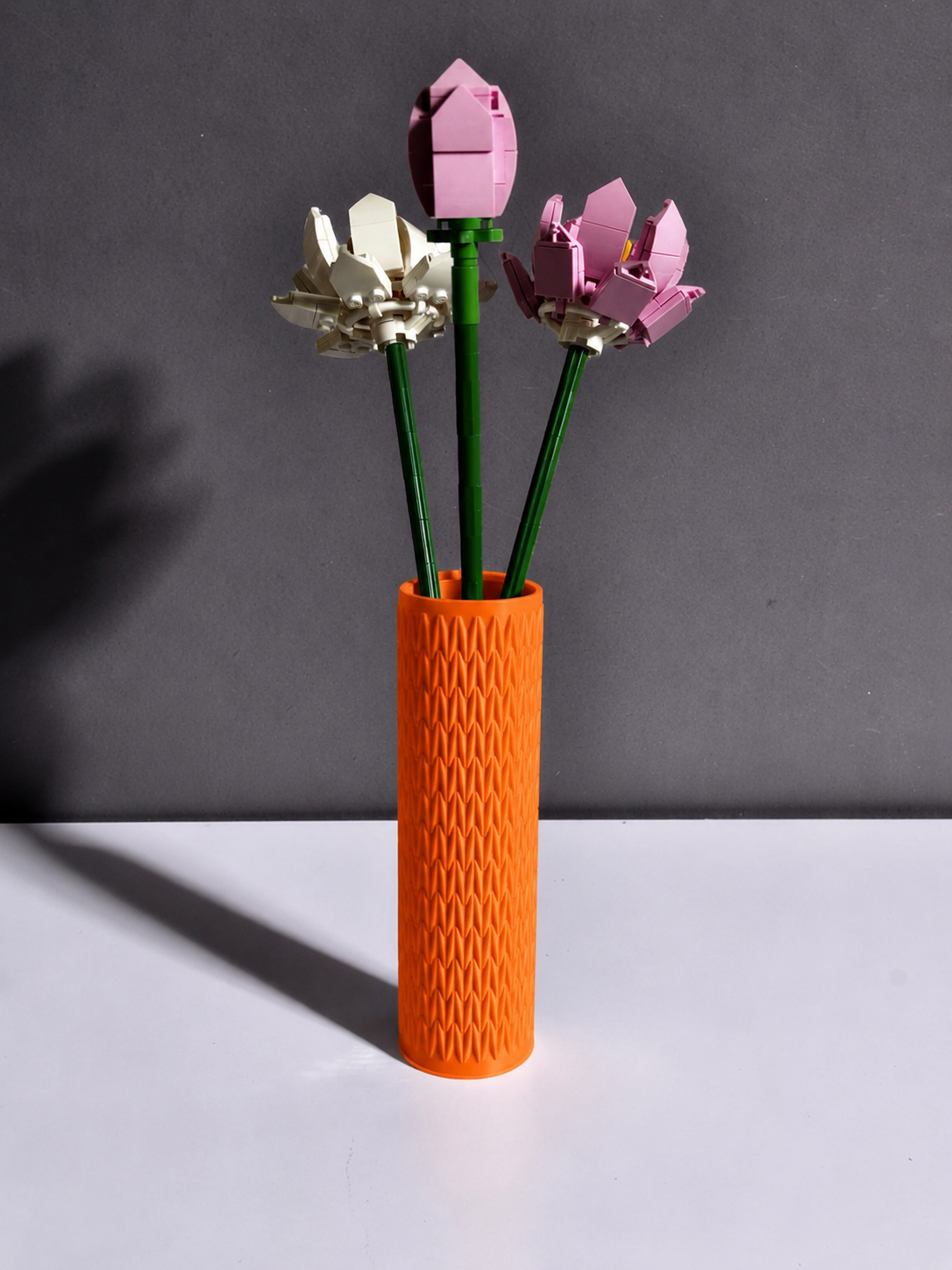 Vase for LEGO Lotus Flowers 40647 | Modern Knitted Vase | 17cm Tall