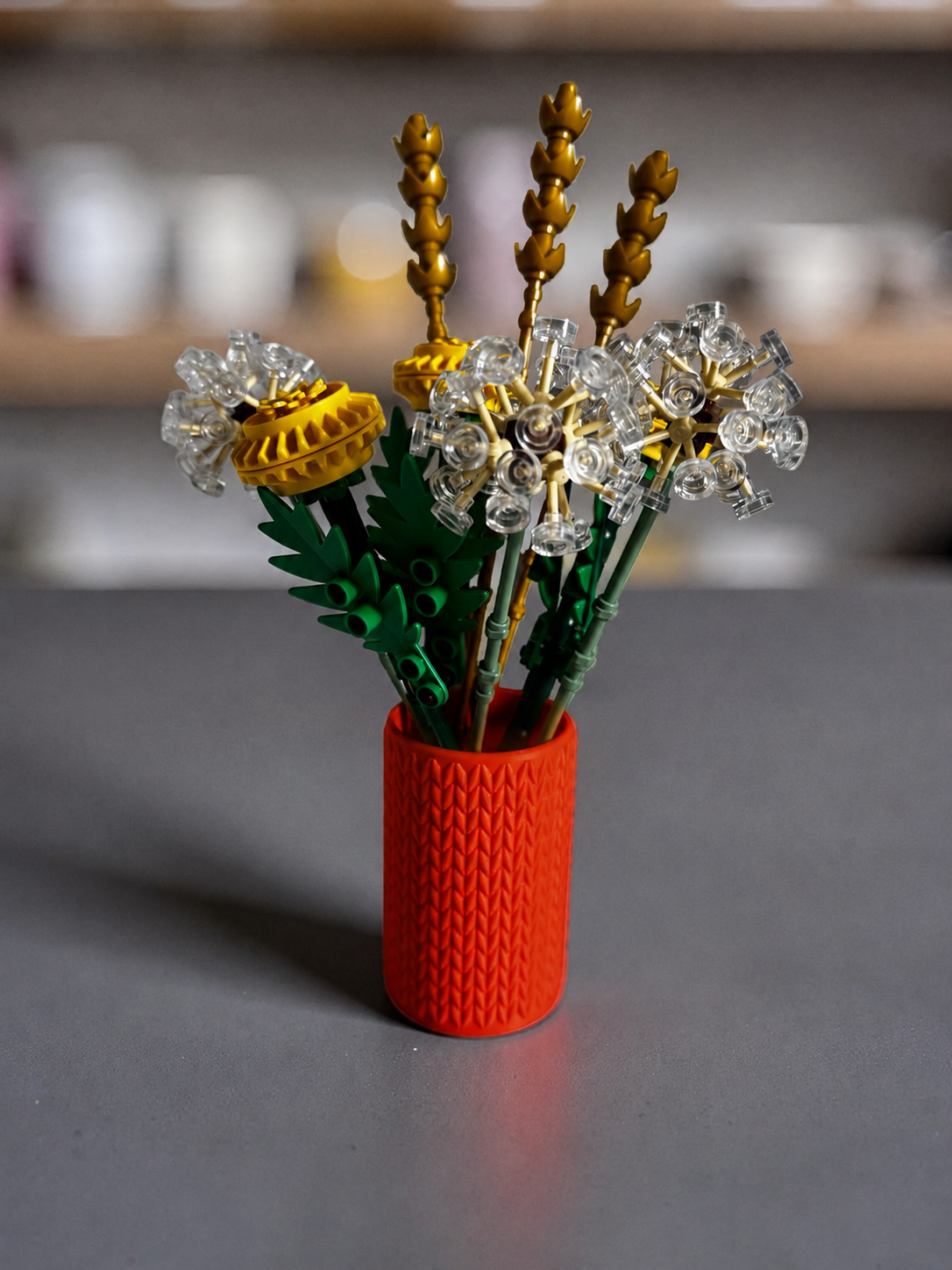 Vase for LEGO Botanicals Field Flowers 30701 | Modern Knitted Vase | 8cm Tall
