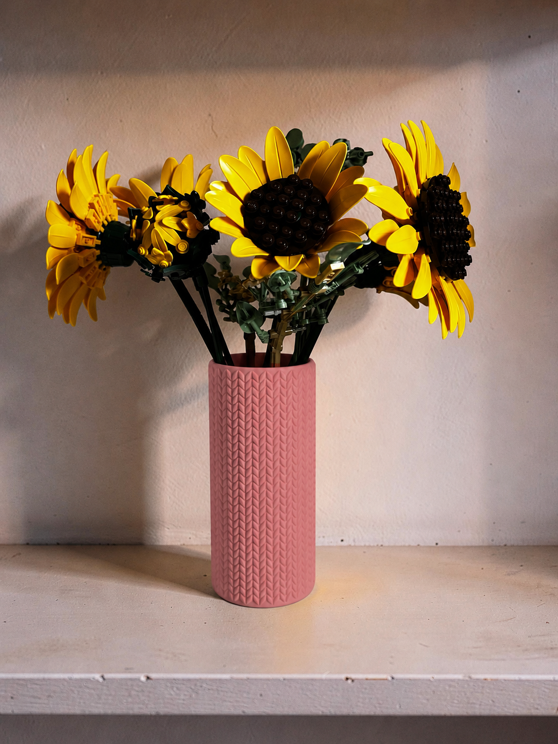 Vase for LEGO Sunflowers Bouquet 11502 | Modern Knitted Vase | 18cm Tall