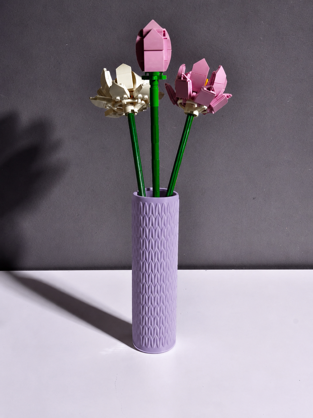 Vase for LEGO Lotus Flowers 40647 | Modern Knitted Vase | 17cm Tall