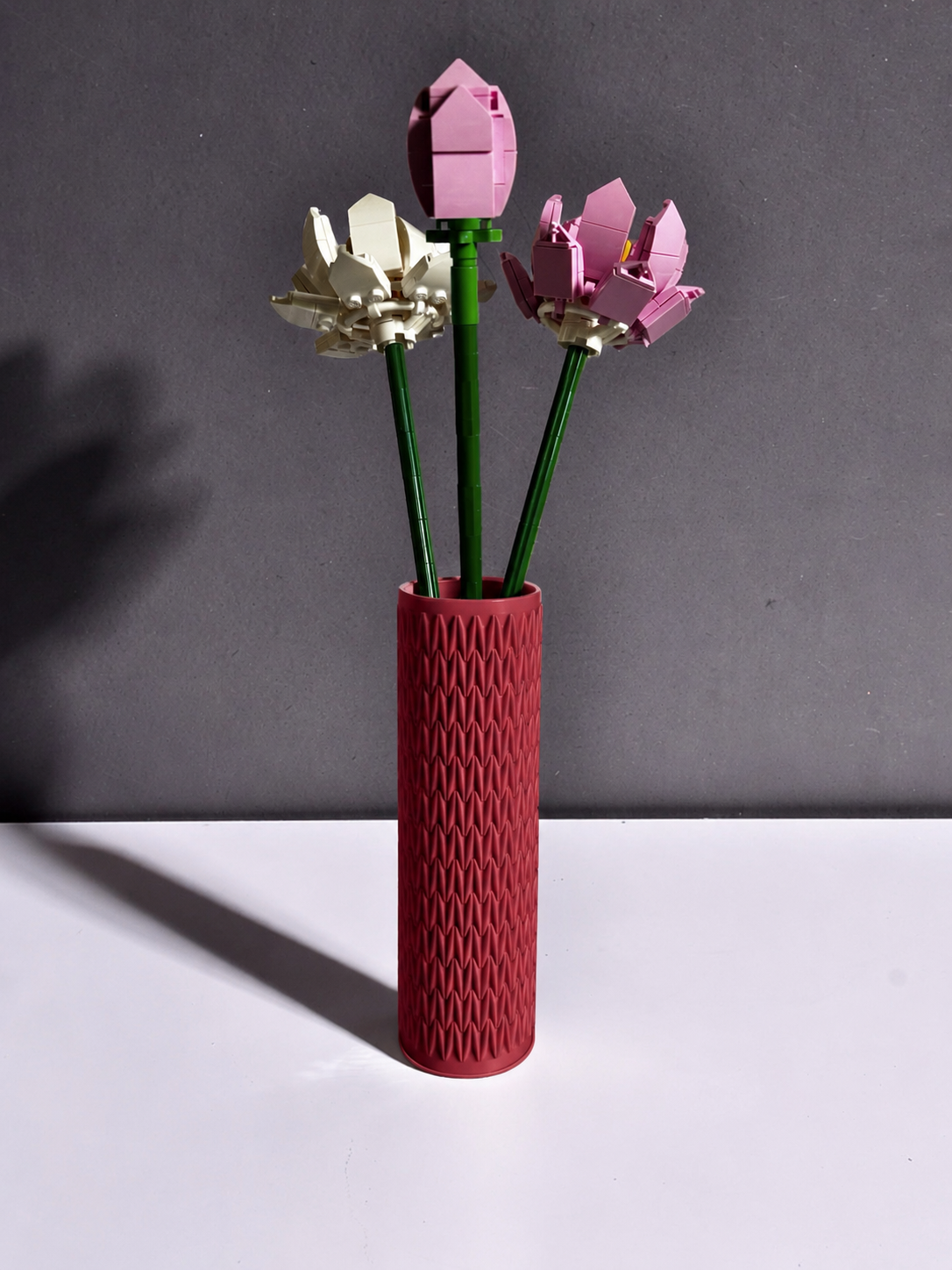Vase for LEGO Lotus Flowers 40647 | Modern Knitted Vase | 17cm Tall