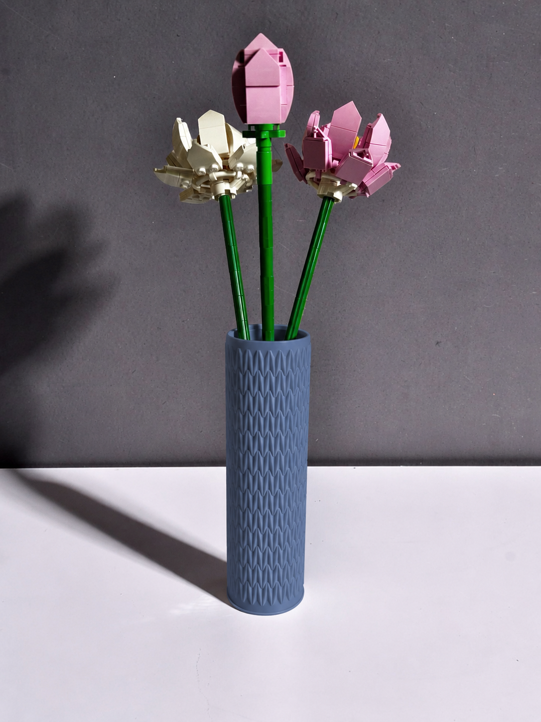 Vase for LEGO Lotus Flowers 40647 | Modern Knitted Vase | 17cm Tall