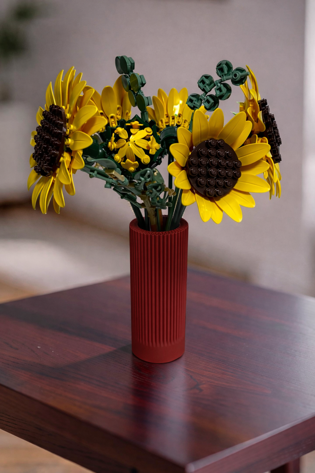 Vase for LEGO Sunflowers Bouquet 11502 | Modern Ribbed Vase | 18cm Tall