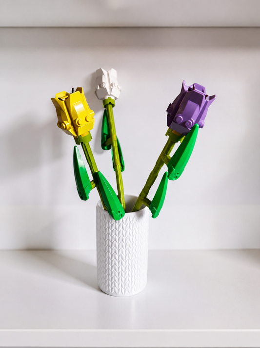 Vase for LEGO Botanicals Tulips 40461 | Modern Knitted Vase | 10cm Tall