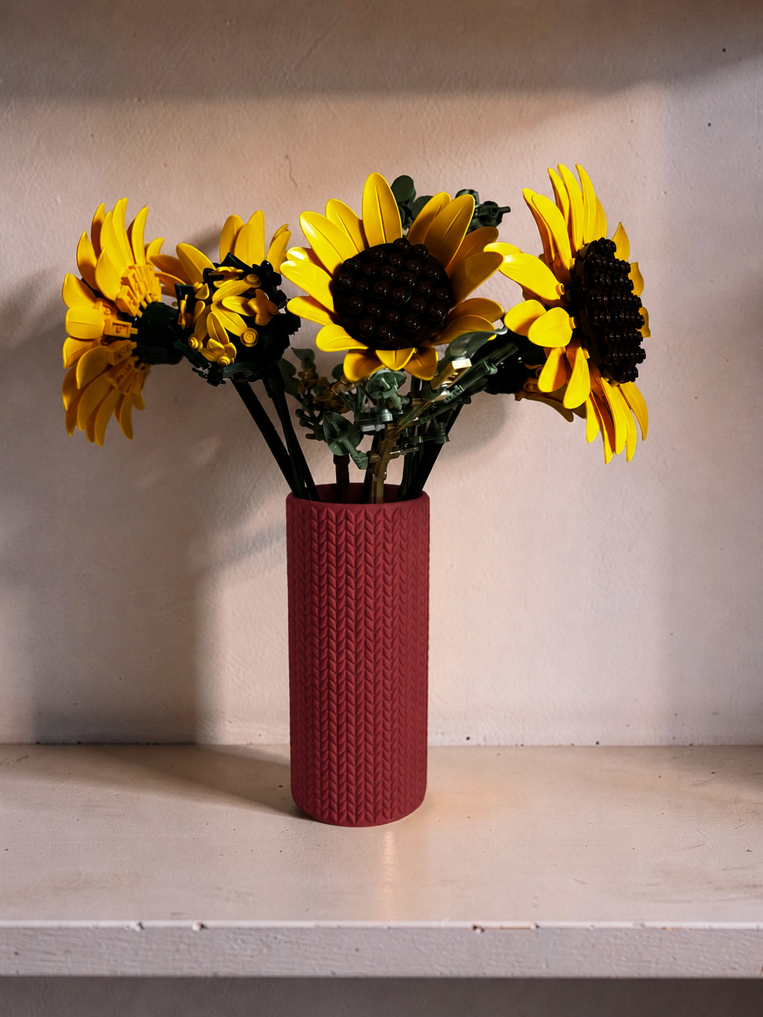 Vase for LEGO Sunflowers Bouquet 11502 | Modern Knitted Vase | 18cm Tall
