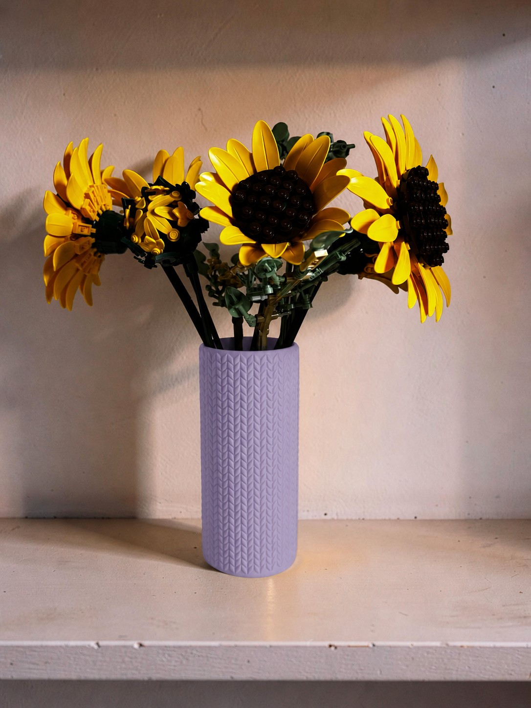 Vase for LEGO Sunflowers Bouquet 11502 | Modern Knitted Vase | 18cm Tall