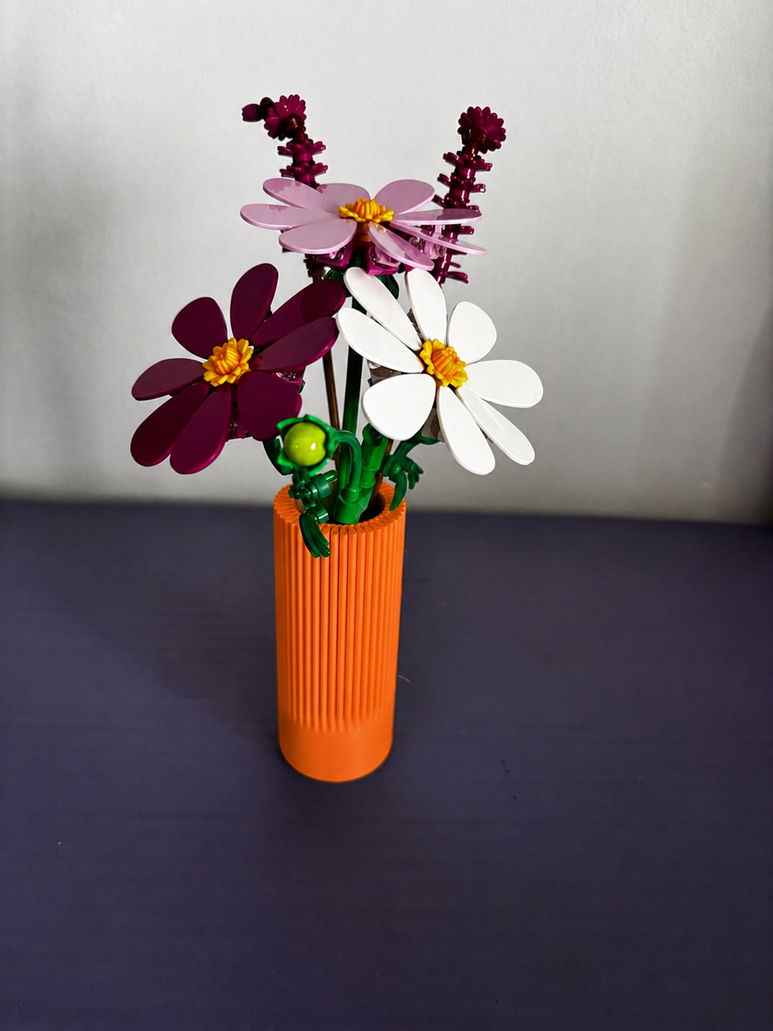 Vase for LEGO Cosmos Flowers 11514 | Modern Ribbed Vase | 11cm Tall