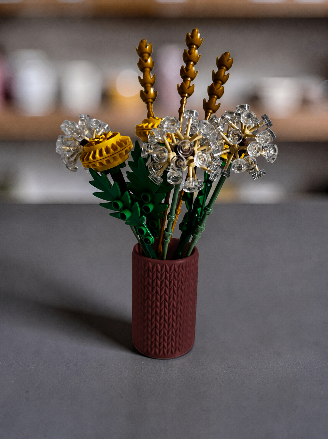 Vase for LEGO Botanicals Field Flowers 30701 | Modern Knitted Vase | 8cm Tall