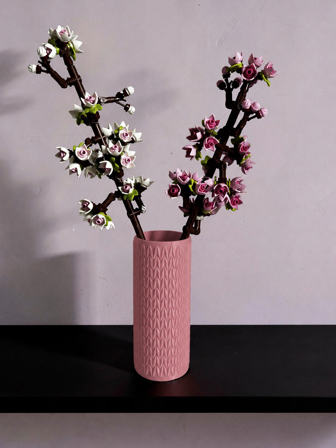 Vase for LEGO Cherry Blossoms 40725 | Modern Knitted Vase | 14.5cm Tall
