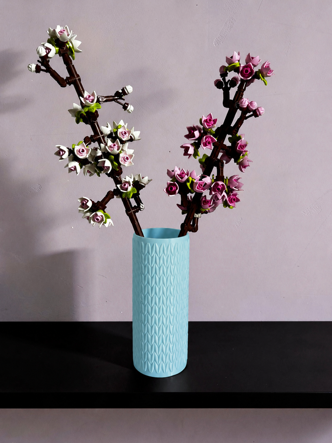 Vase for LEGO Cherry Blossoms 40725 | Modern Knitted Vase | 14.5cm Tall