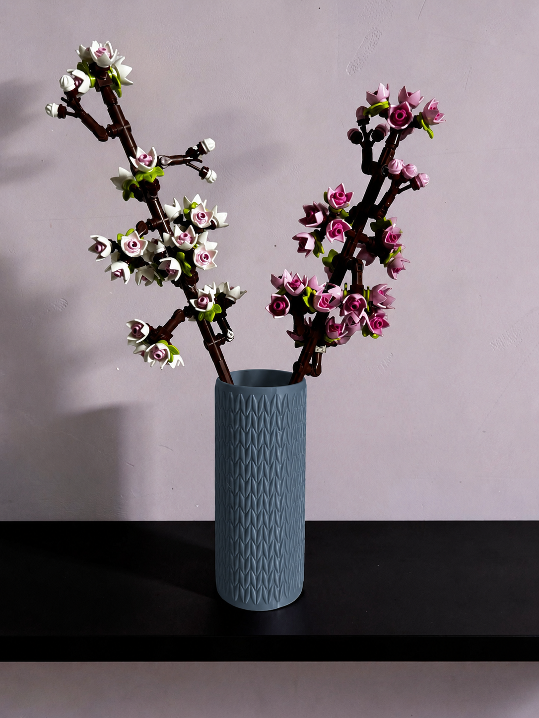 Vase for LEGO Cherry Blossoms 40725 | Modern Knitted Vase | 14.5cm Tall