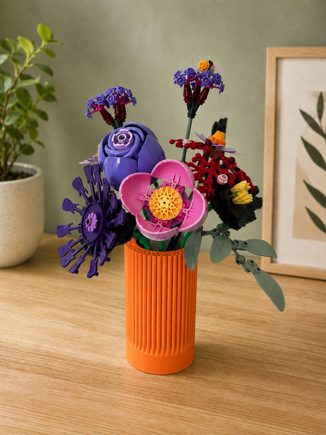 Vase for LEGO Olivia Rodrigo  Flowers 11507| Modern Ribbed Vase | 12cm Tall