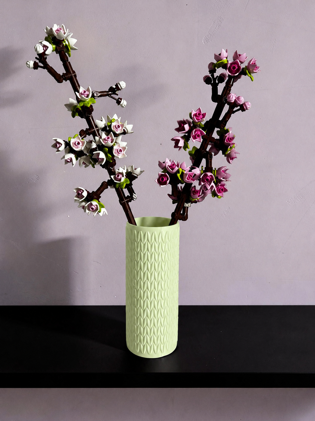 Vase for LEGO Cherry Blossoms 40725 | Modern Knitted Vase | 14.5cm Tall