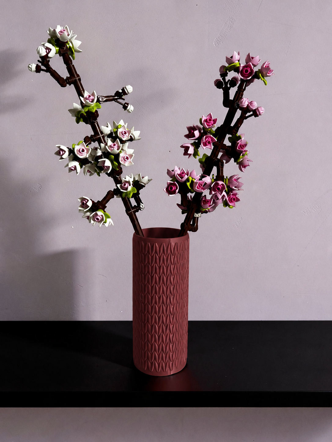 Vase for LEGO Cherry Blossoms 40725 | Modern Knitted Vase | 14.5cm Tall