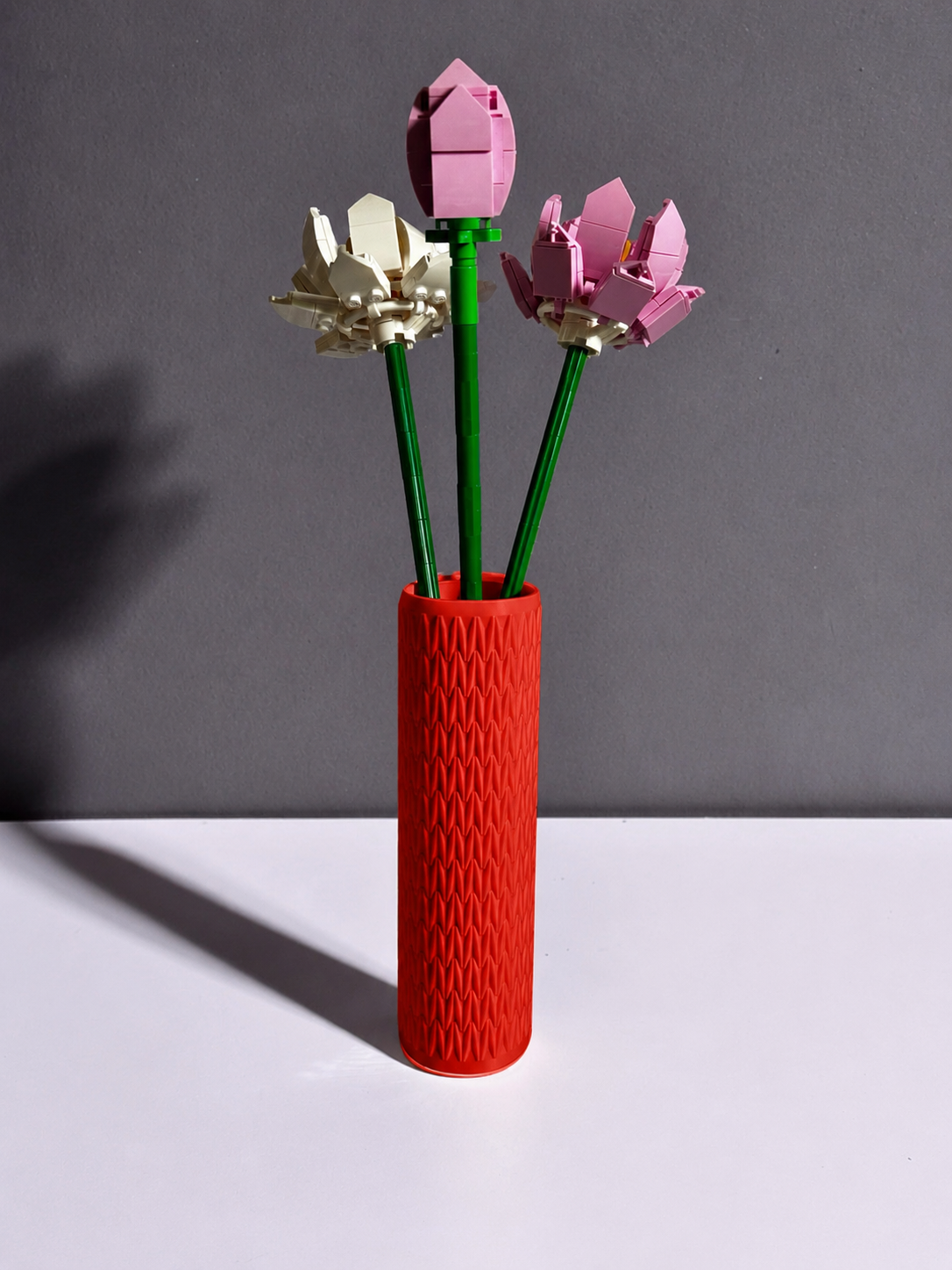 Vase for LEGO Lotus Flowers 40647 | Modern Knitted Vase | 17cm Tall