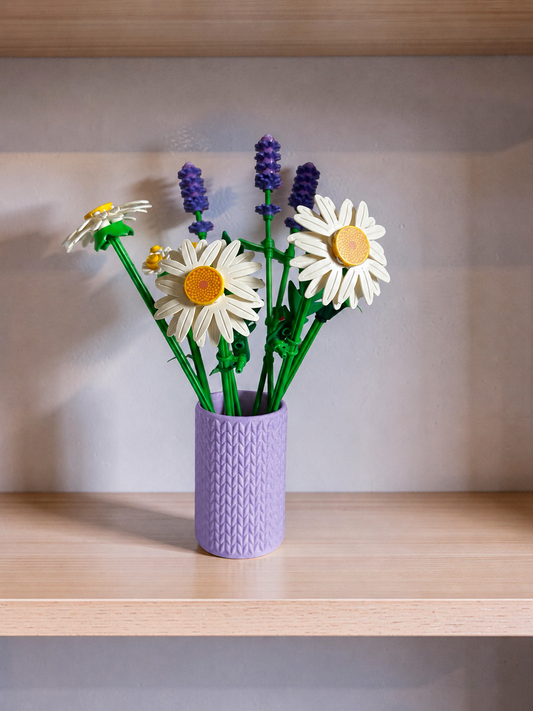 Vase for LEGO Botanicals Daisies 11508 | Modern Knitted Vase | 8cm Tall