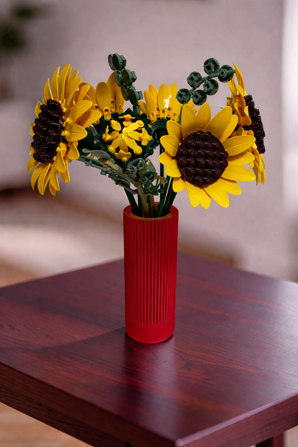 Vase for LEGO Sunflowers Bouquet 11502 | Modern Ribbed Vase | 18cm Tall