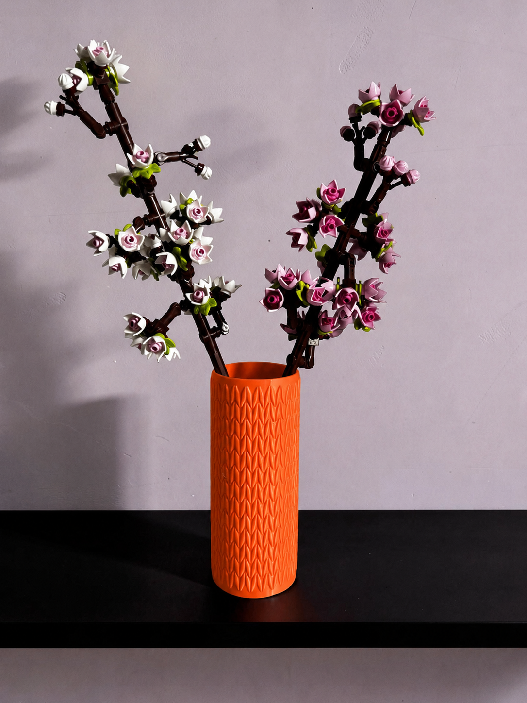 Vase for LEGO Cherry Blossoms 40725 | Modern Knitted Vase | 14.5cm Tall