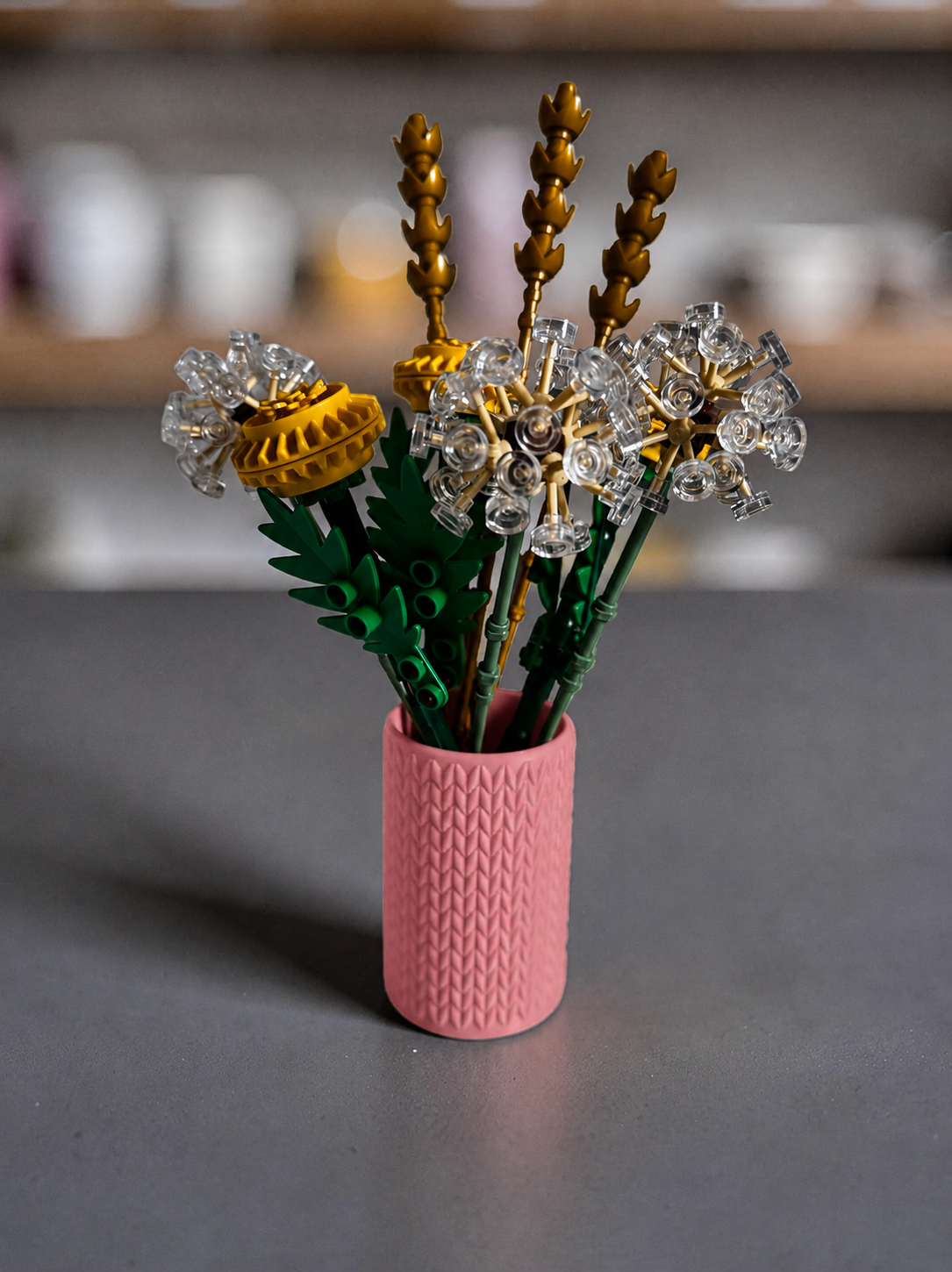 Vase for LEGO Botanicals Field Flowers 30701 | Modern Knitted Vase | 8cm Tall