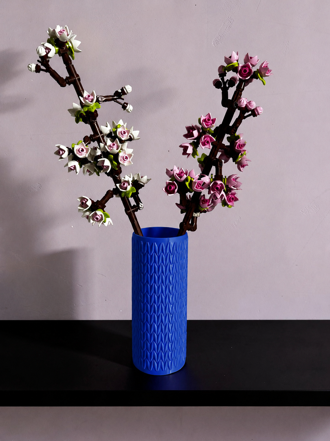 Vase for LEGO Cherry Blossoms 40725 | Modern Knitted Vase | 14.5cm Tall