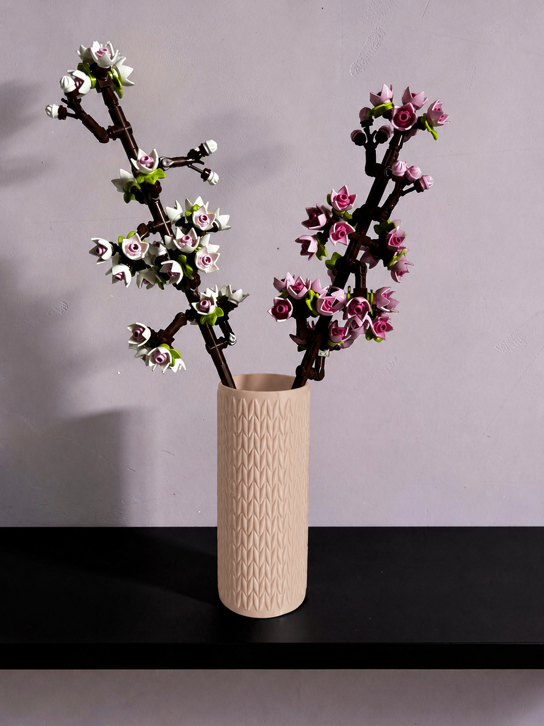 Vase for LEGO Cherry Blossoms 40725 | Modern Knitted Vase | 14.5cm Tall